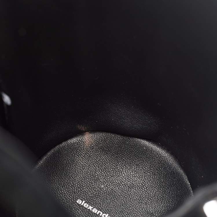 Pre Owned Alexander Wang Black Suede and Leather Micro Roxy Cage Bucket Bag