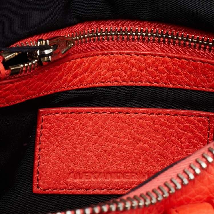 Pre Owned Alexander Wang Orange Pebbled Leather Rocco Duffle Bag