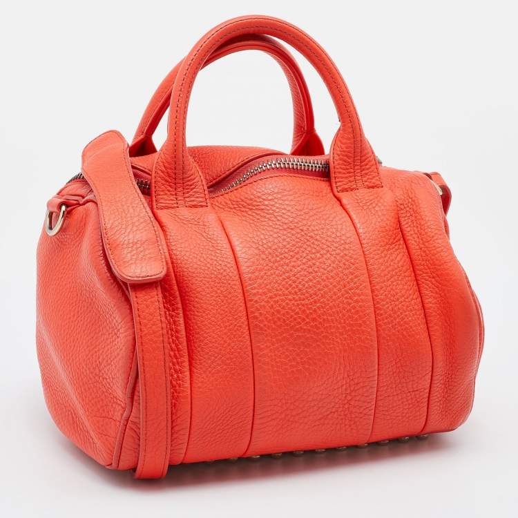 Pre Owned Alexander Wang Orange Pebbled Leather Rocco Duffle Bag