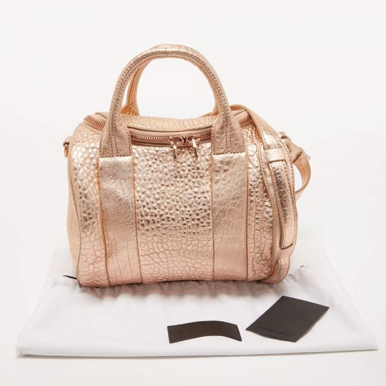 Pre Owned Alexander Wang Rose Gold Pebbled Leather Small Rockie Satchel