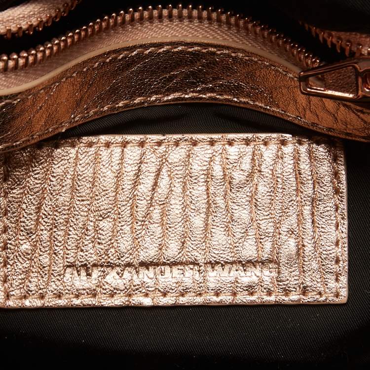 Pre Owned Alexander Wang Rose Gold Pebbled Leather Small Rockie Satchel