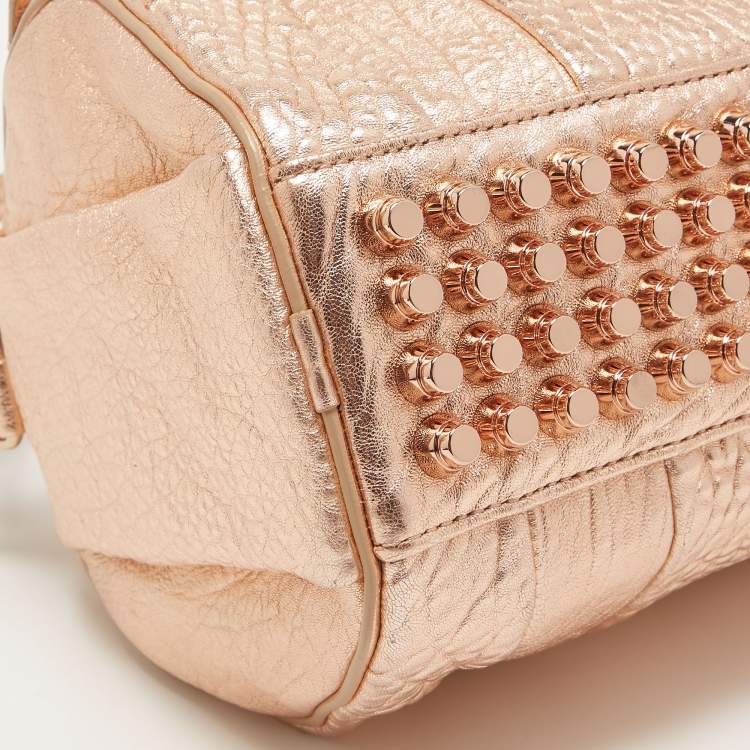 Pre Owned Alexander Wang Rose Gold Pebbled Leather Small Rockie Satchel
