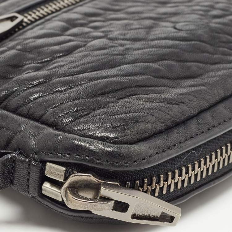 Pre Owned Alexander Wang Black Leather Fumo Wristlet Clutch