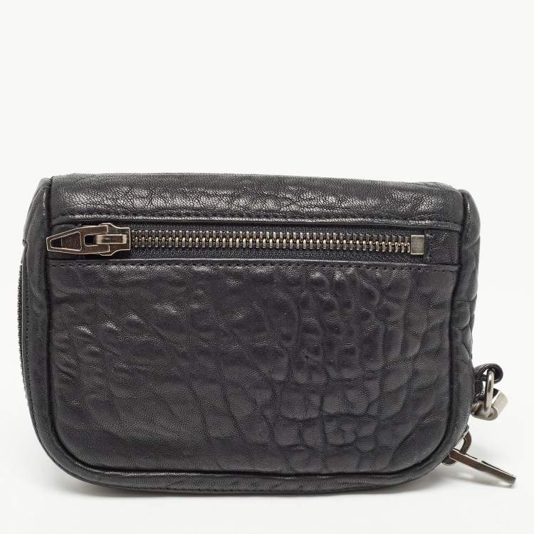 Pre Owned Alexander Wang Black Leather Fumo Wristlet Clutch
