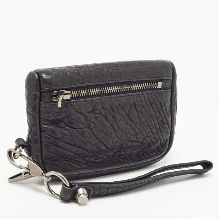 Pre Owned Alexander Wang Black Leather Fumo Wristlet Clutch