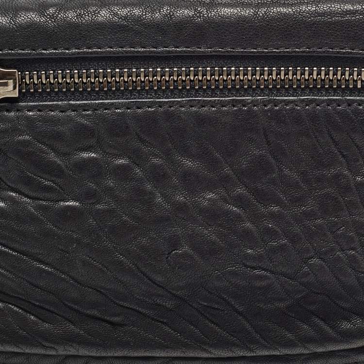 Pre Owned Alexander Wang Black Leather Fumo Wristlet Clutch
