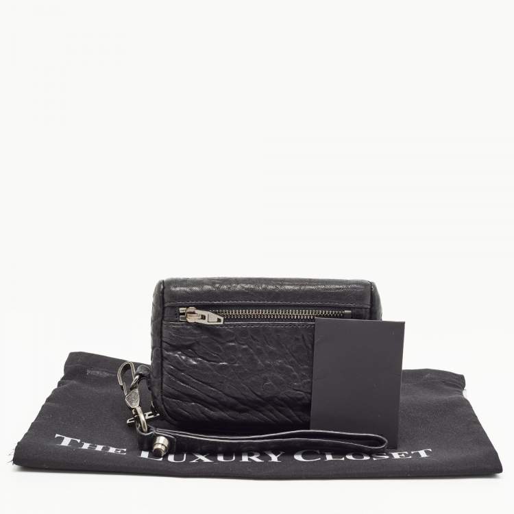 Pre Owned Alexander Wang Black Leather Fumo Wristlet Clutch