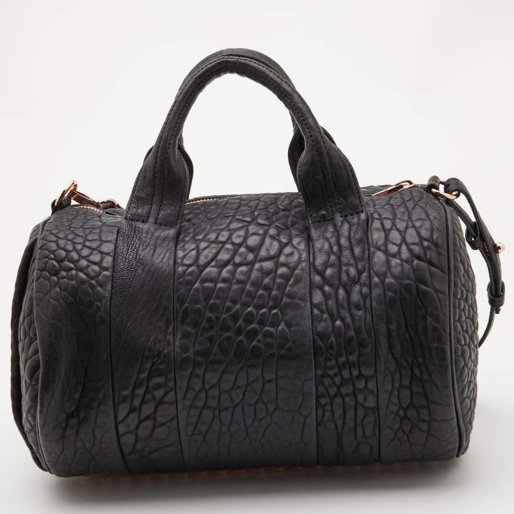 Pre Owned Alexander Wang Black Textured Leather Rocco Duffel Bag