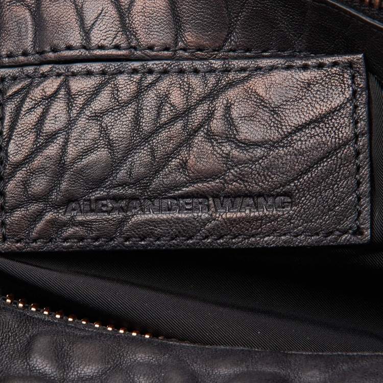 Pre Owned Alexander Wang Black Textured Leather Rocco Duffel Bag
