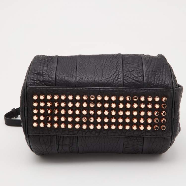 Pre Owned Alexander Wang Black Textured Leather Rocco Duffel Bag
