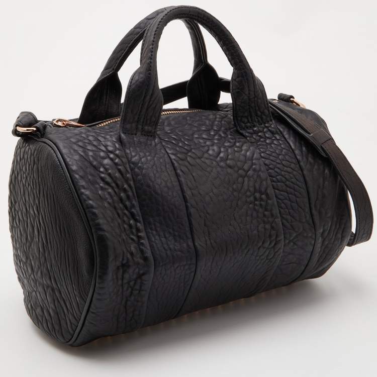 Pre Owned Alexander Wang Black Textured Leather Rocco Duffel Bag