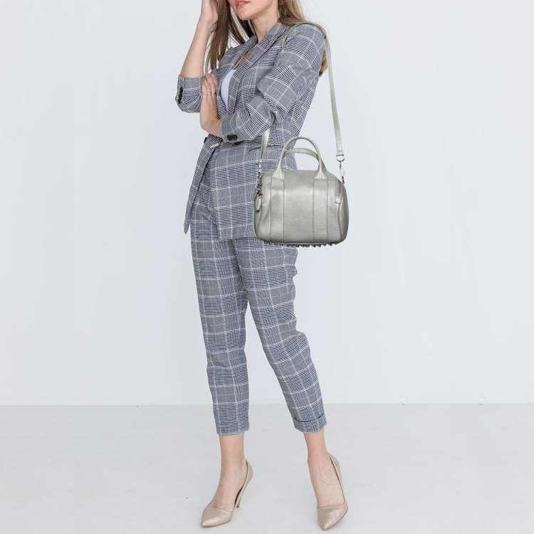Pre Owned Alexander Wang Silver Textured Leather Rocco Bag