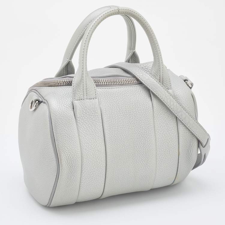 Pre Owned Alexander Wang Silver Textured Leather Rocco Bag