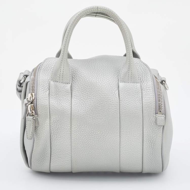 Pre Owned Alexander Wang Silver Textured Leather Rocco Bag