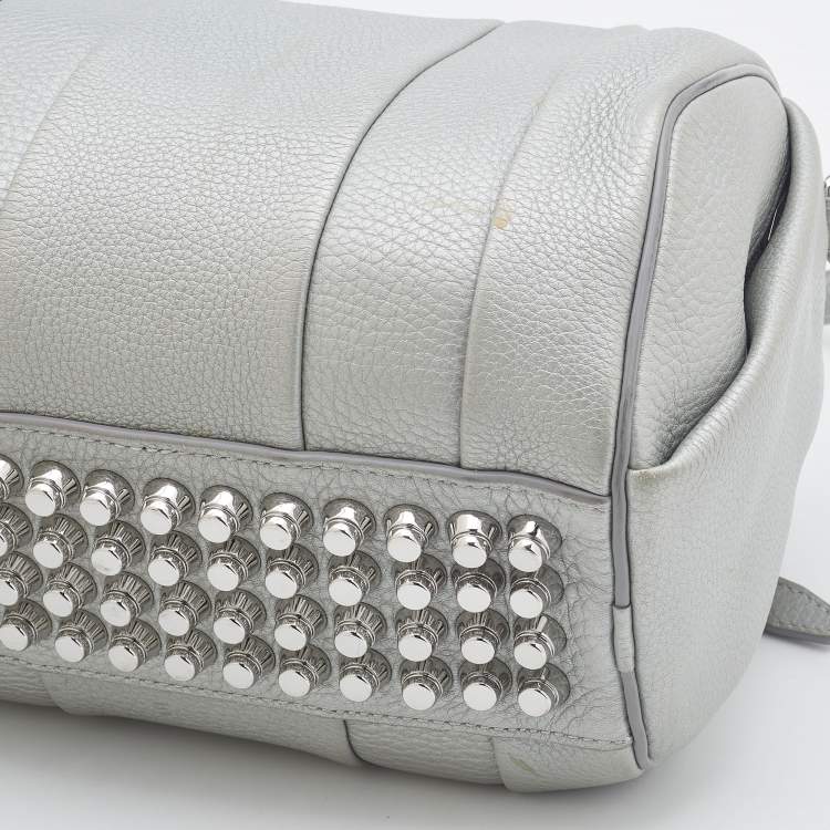Pre Owned Alexander Wang Silver Textured Leather Rocco Bag