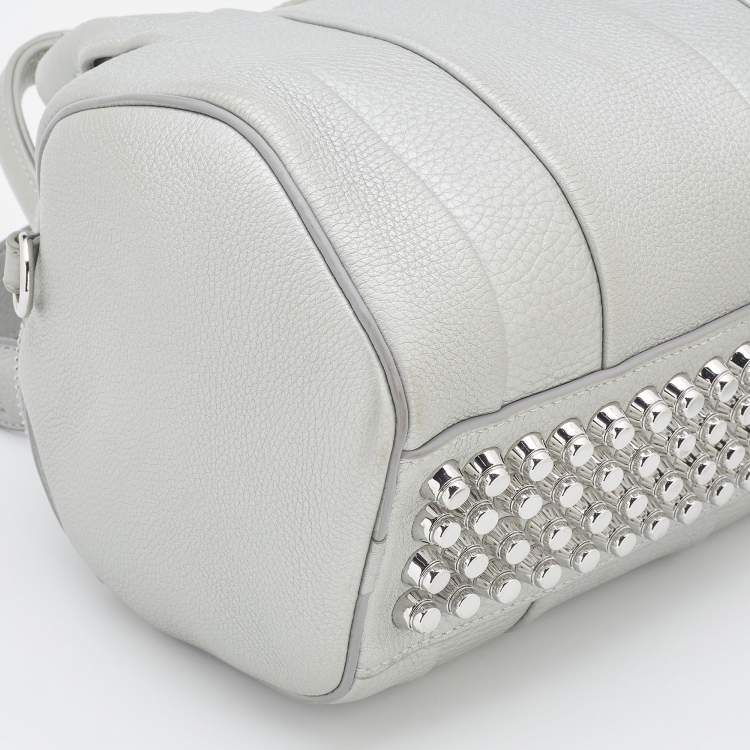 Pre Owned Alexander Wang Silver Textured Leather Rocco Bag