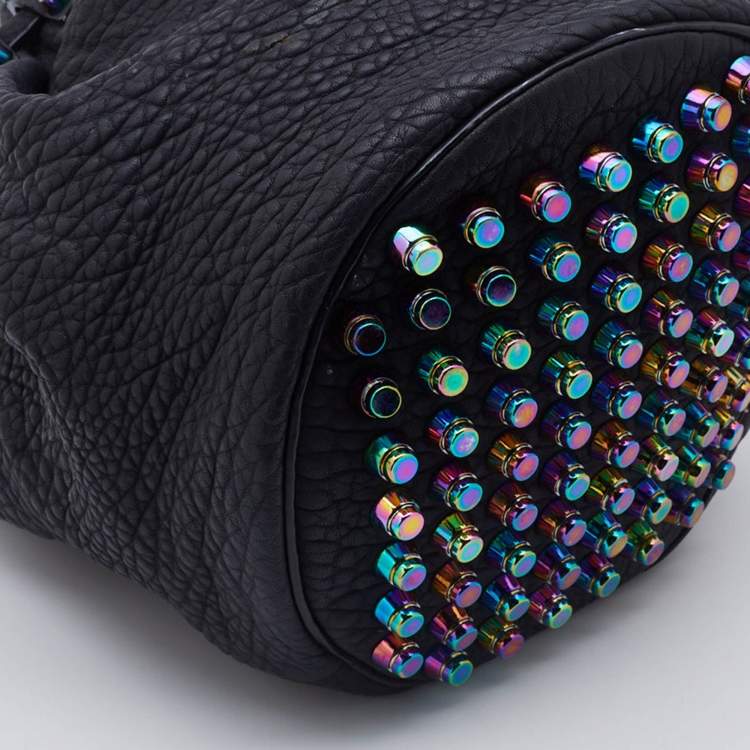 Pre Owned Alexander Wang Black Textured Leather Diego Bucket Bag