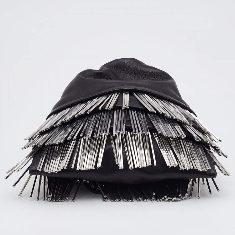 Pre Owned Alexander Wang Black Leather Ryan Fringe Bucket Bag