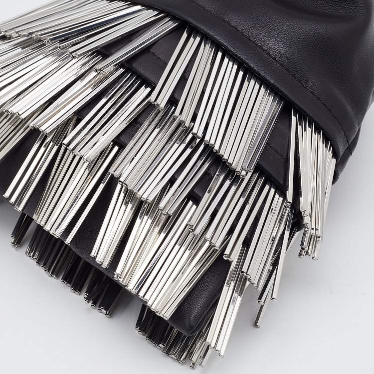 Pre Owned Alexander Wang Black Leather Ryan Fringe Bucket Bag