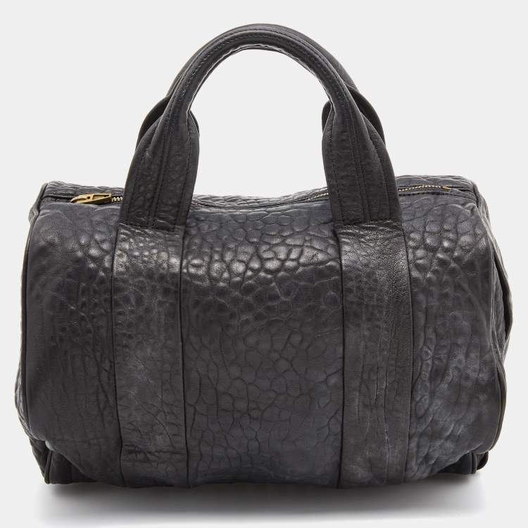 Pre Owned Alexander Wang Black Textured Leather Rocco Duffel Bag