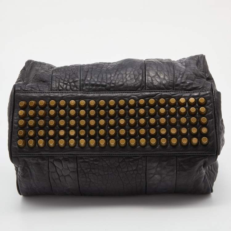Pre Owned Alexander Wang Black Textured Leather Rocco Duffel Bag