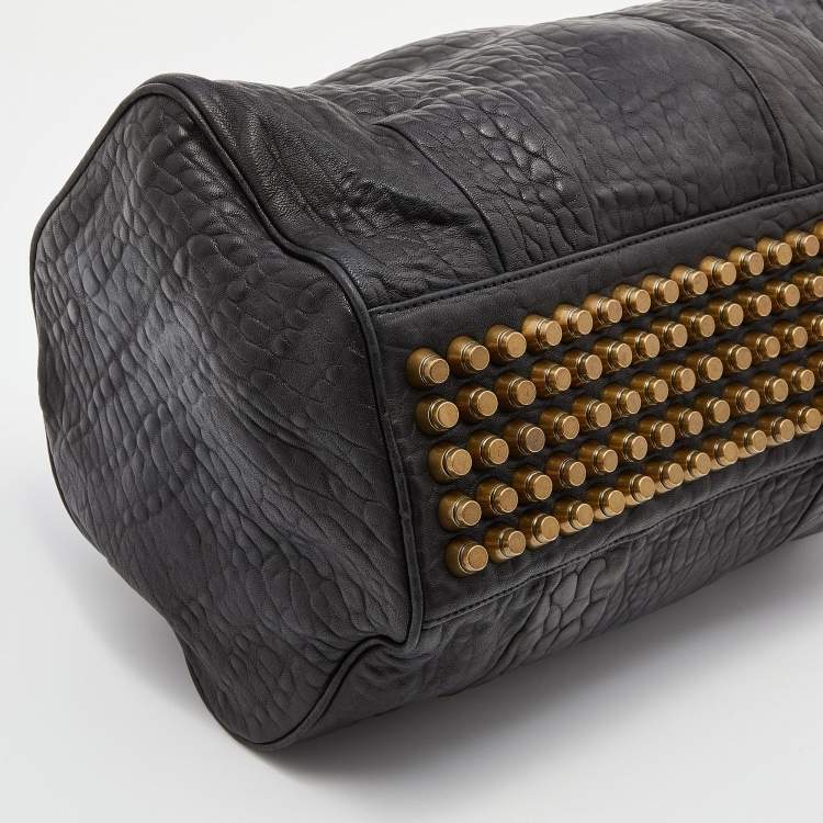 Pre Owned Alexander Wang Black Textured Leather Rocco Duffel Bag