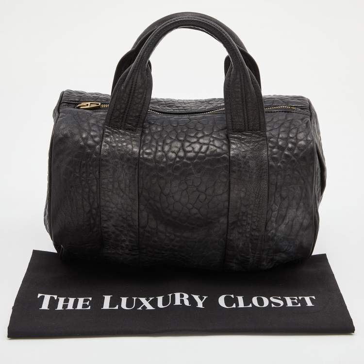 Pre Owned Alexander Wang Black Textured Leather Rocco Duffel Bag