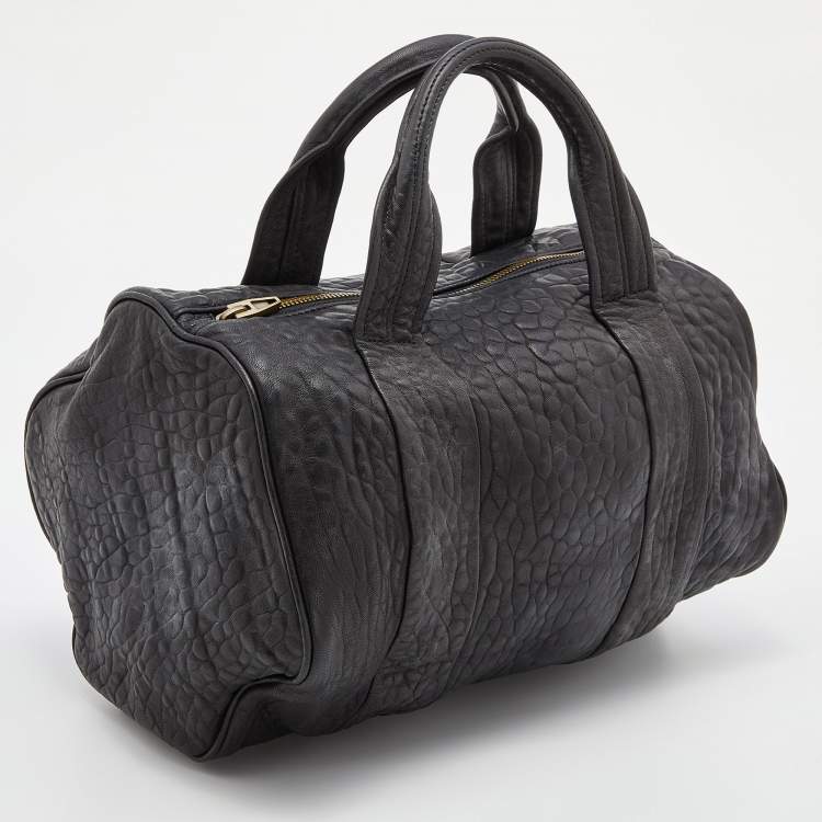 Pre Owned Alexander Wang Black Textured Leather Rocco Duffel Bag
