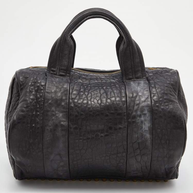 Pre Owned Alexander Wang Black Textured Leather Rocco Duffel Bag