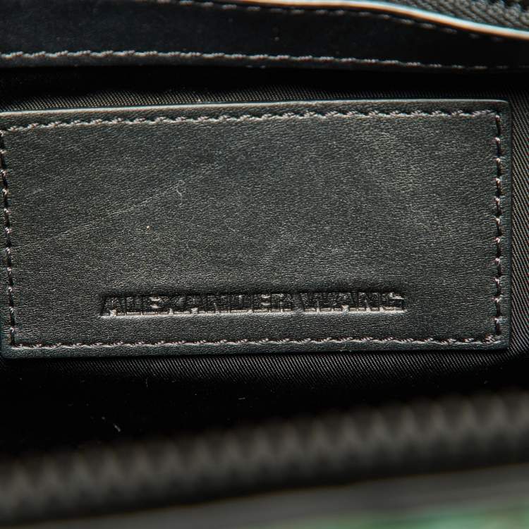Pre Owned Alexander Wang Green Watersnake and Leather Top Zip Bag