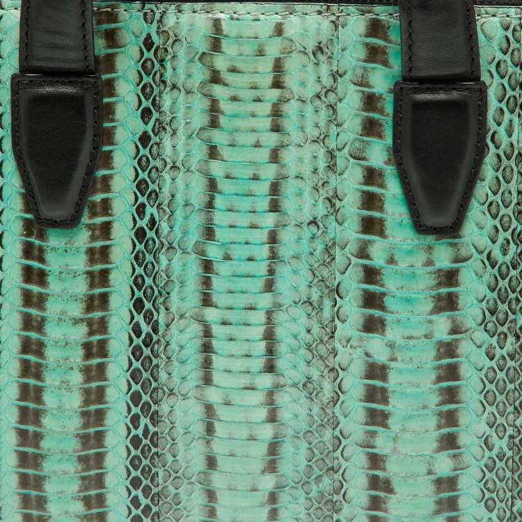 Pre Owned Alexander Wang Green Watersnake and Leather Top Zip Bag
