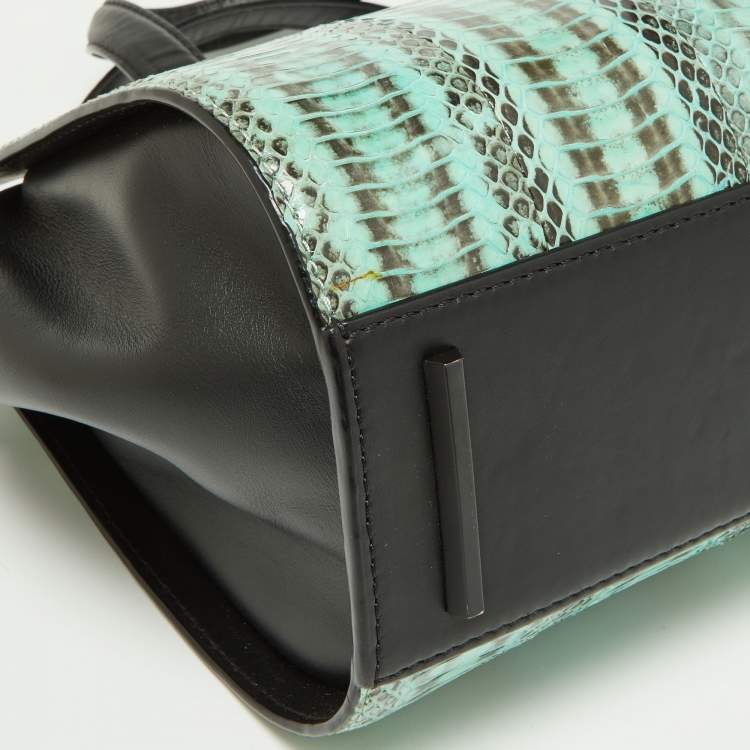 Pre Owned Alexander Wang Green Watersnake and Leather Top Zip Bag