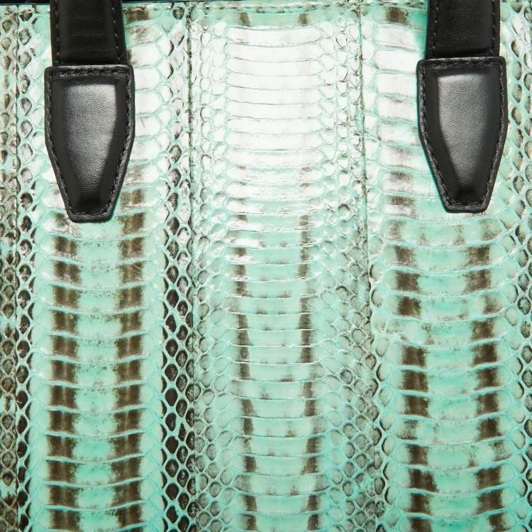 Pre Owned Alexander Wang Green Watersnake and Leather Top Zip Bag
