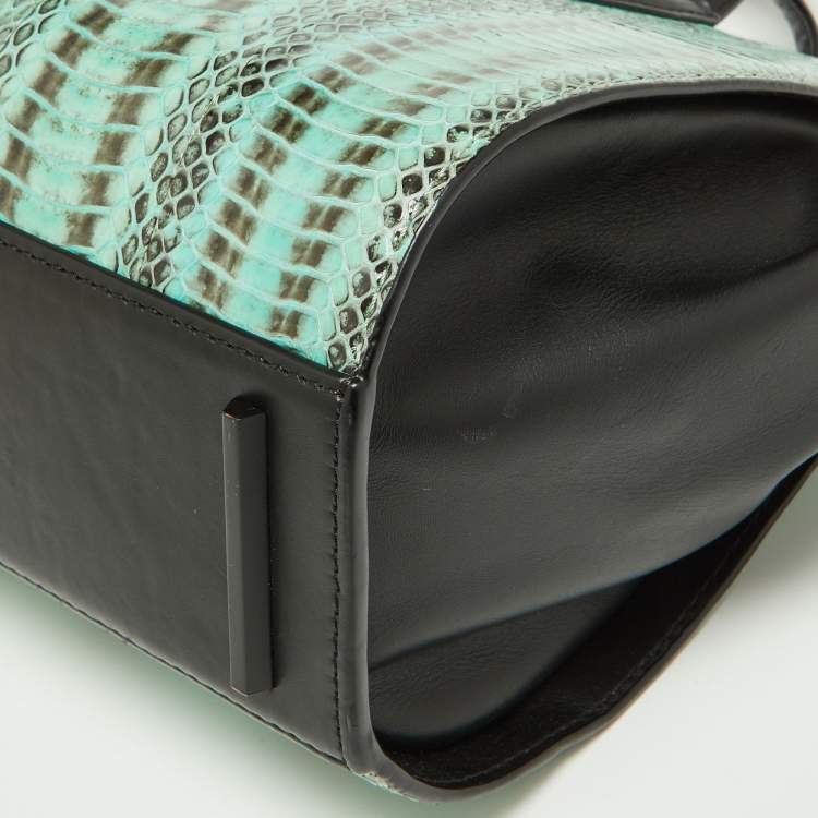 Pre Owned Alexander Wang Green Watersnake and Leather Top Zip Bag