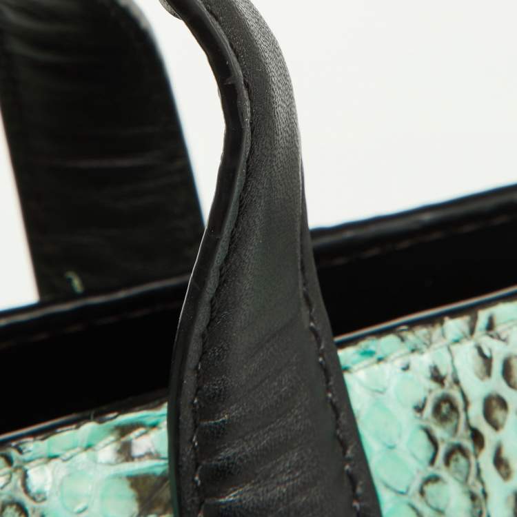 Pre Owned Alexander Wang Green Watersnake and Leather Top Zip Bag
