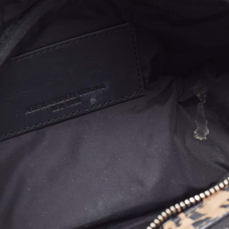 Pre Owned Alexander Wang Black/Beige Leopard Print Leather Attica Belt Bag