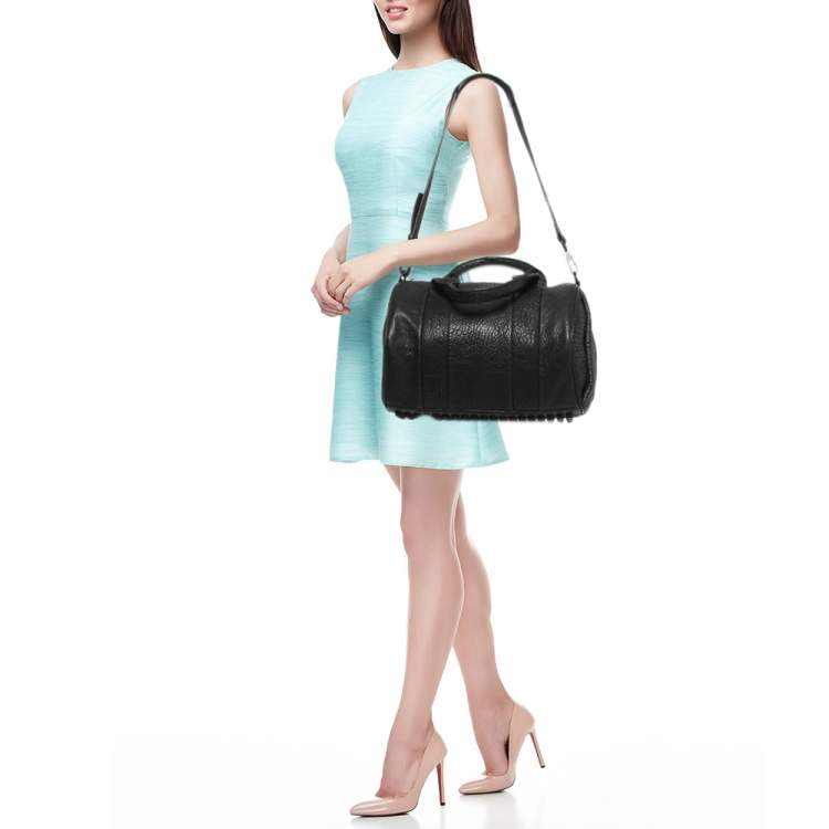 Pre Owned Alexander Wang Black Pebbled Leather Rocco Duffle Bag