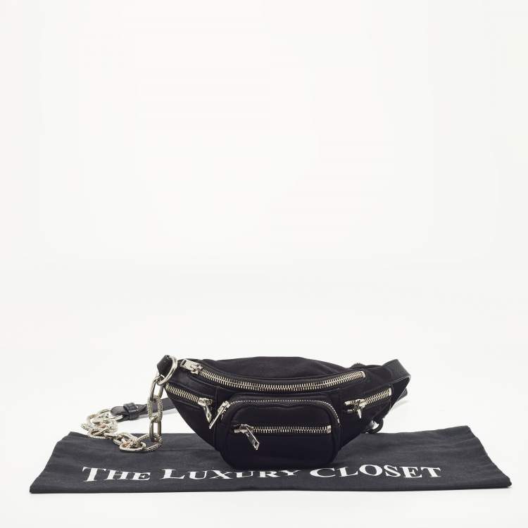 Pre Owned Alexander Wang Black Satin and Leather Mini Attica Belt Bag