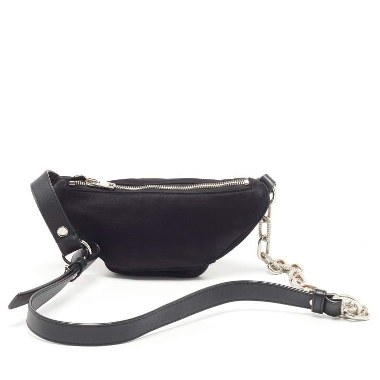Pre Owned Alexander Wang Black Satin and Leather Mini Attica Belt Bag