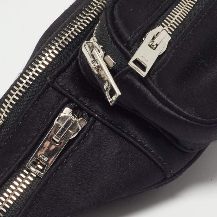 Pre Owned Alexander Wang Black Satin and Leather Mini Attica Belt Bag