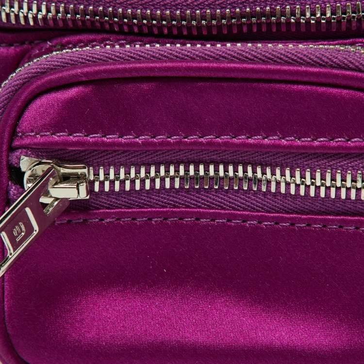 Pre Owned Alexander Wang Purple/Black Satin and Leather Attica Belt Bag