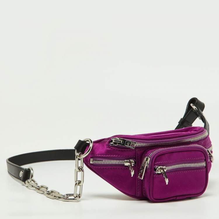 Pre Owned Alexander Wang Purple/Black Satin and Leather Attica Belt Bag