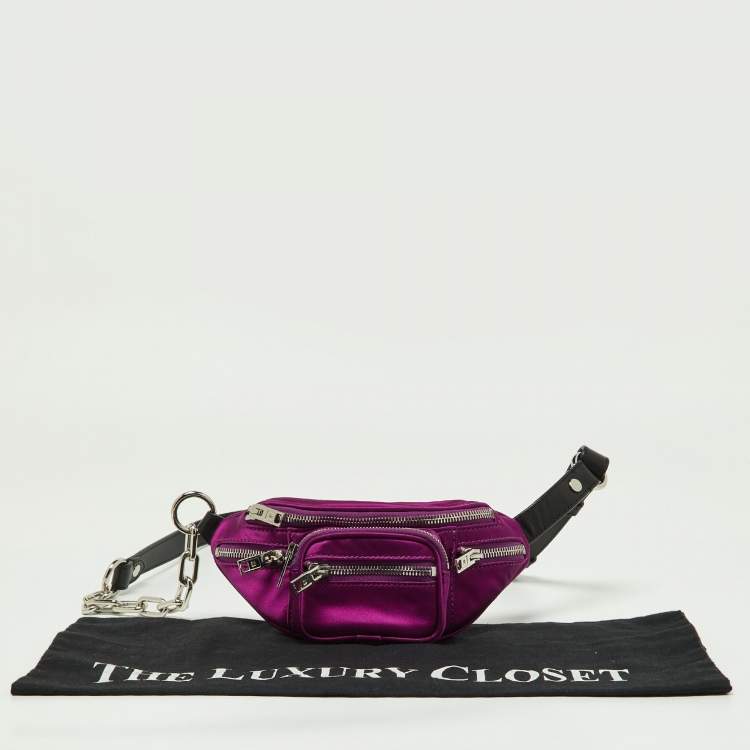 Pre Owned Alexander Wang Purple/Black Satin and Leather Attica Belt Bag