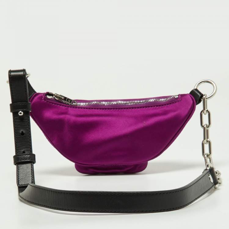 Pre Owned Alexander Wang Purple/Black Satin and Leather Attica Belt Bag