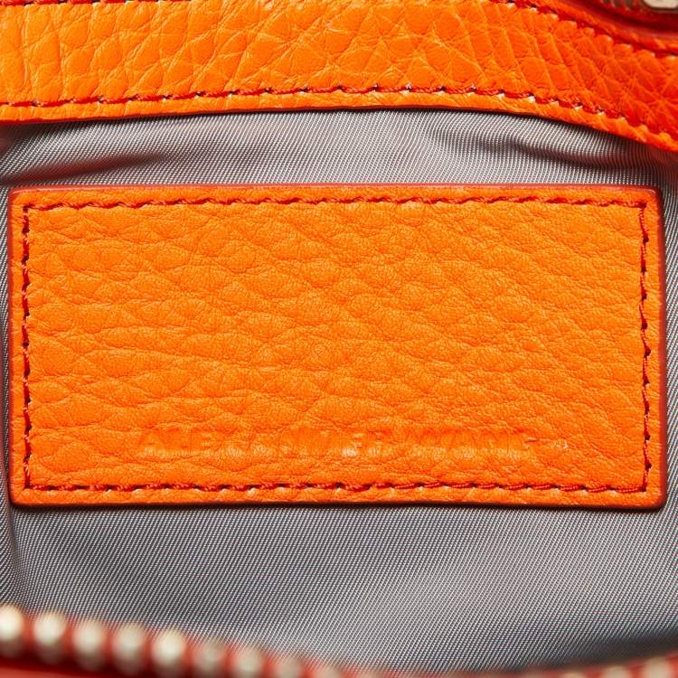 Pre Owned Alexander Wang Neon Orange Textured Leather Rocco Duffel Bag