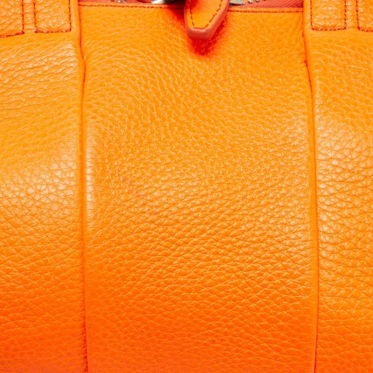 Pre Owned Alexander Wang Neon Orange Textured Leather Rocco Duffel Bag