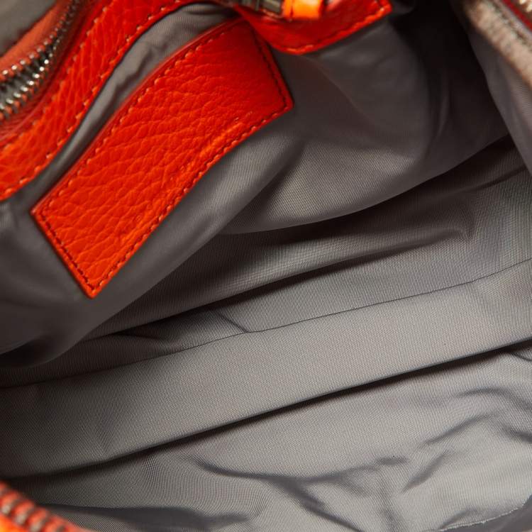 Pre Owned Alexander Wang Neon Orange Textured Leather Rocco Duffel Bag