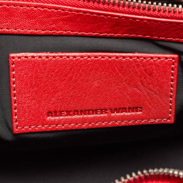 Pre Owned Alexander Wang Red Textured Leather Rocco Bag