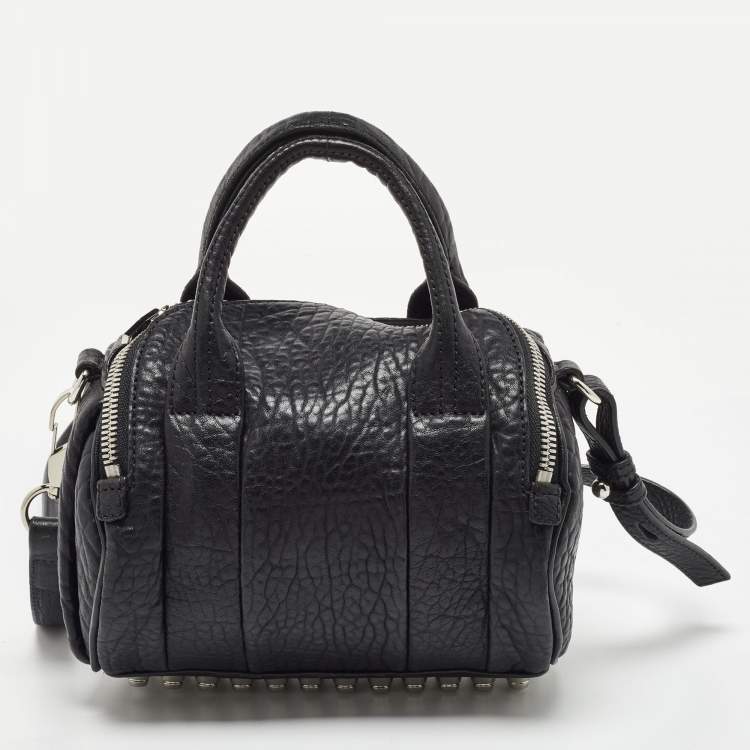 Pre Owned Alexander Wang Black Textured Leather Mini Rocco Bag