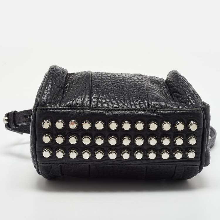 Pre Owned Alexander Wang Black Textured Leather Mini Rocco Bag